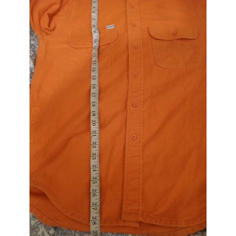 Vtg Carhartt Rugged Outdoor Wear Shirt Men's Med Orange Chamois Flannel Work USA - Picture 6 of 12